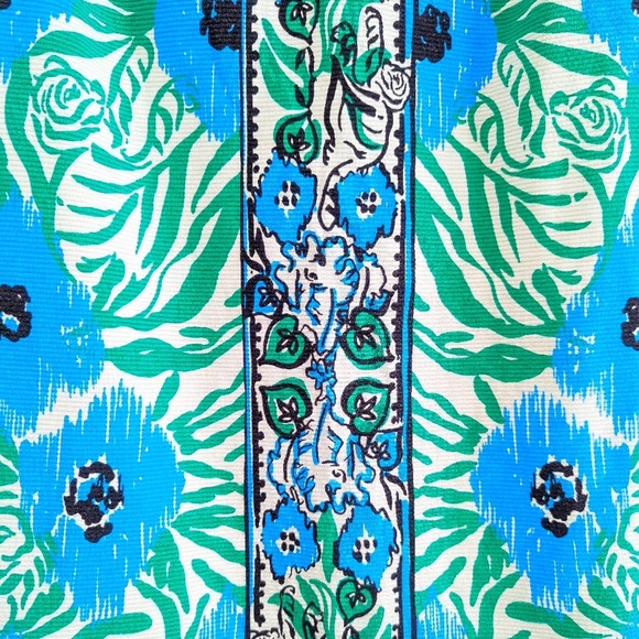 Lilly Pulitzer Layton Sea Oat Ikatty Blue Floral Print Shift Mini Dress Small - Picture 10 of 10